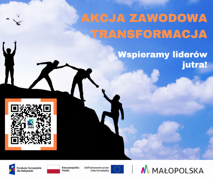 Grafika ilustracyjna projektu unijnego Akcja Zawodowa Transformacja