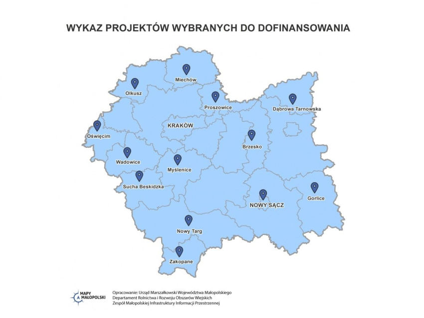 Mapa Małopolski.