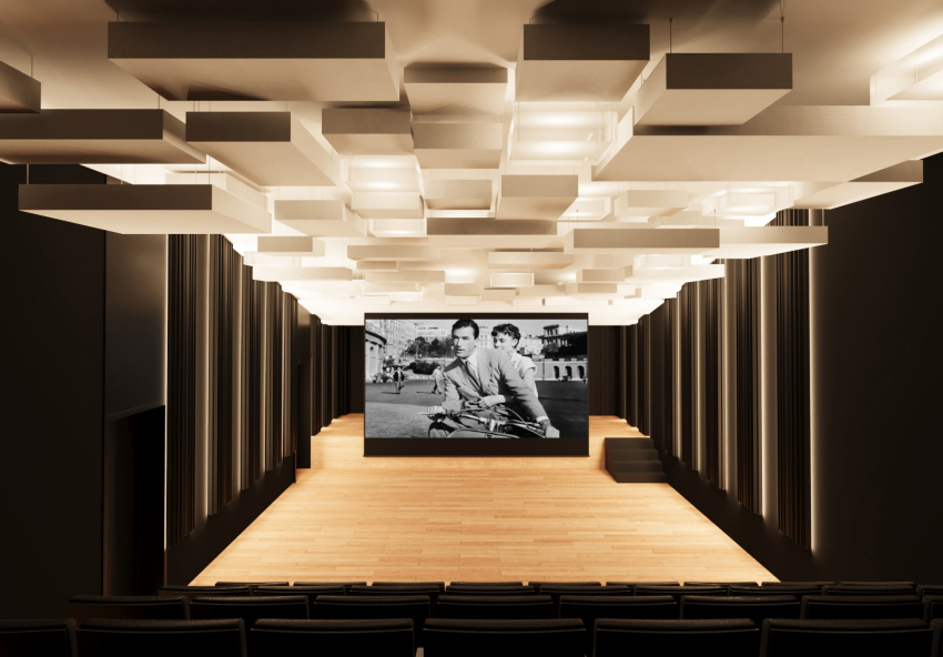 Wizualizacja kina w Miechowie-scena z ekranem.