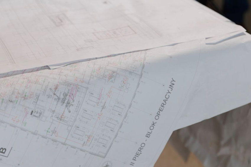 Plany architektoniczne szpitala.