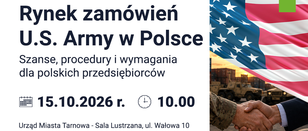 Grafika informacyjna spotkania pn. Zamówienia U.S. Army w Polsce